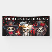 Dag dode skelet cocktail Halloween spooky DIY Spandoek (Horizontaal)