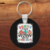 Dag Donut Stress Doe gewoon je beste leraar Groovy Sleutelhanger (Voorkant)