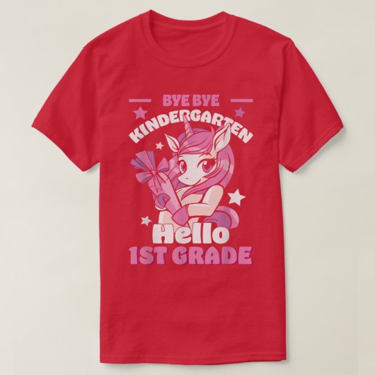 Dag door Kindergarten Hallo Eerste Grade Unicorn T-shirt (Design voorkant)