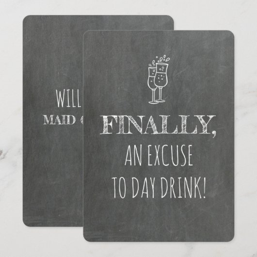 Dag Drink Grappig Bruidsmeisje Kaart (Voorkant / Achterkant)