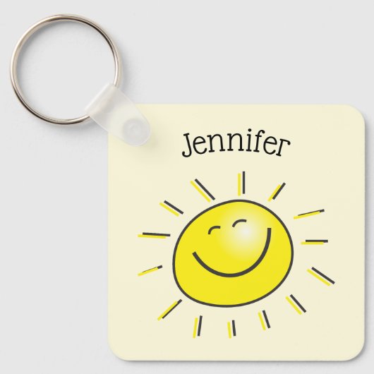 Dag Drink Sunshine Happy Face Sleutelhanger (Voorkant)