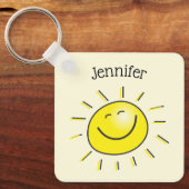 Dag Drink Sunshine Happy Face Sleutelhanger (Voorkant)