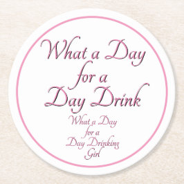 Dag Drink - Voor haar! door Jeff Willis Art Flask Ronde Kartonnen Onderzetter