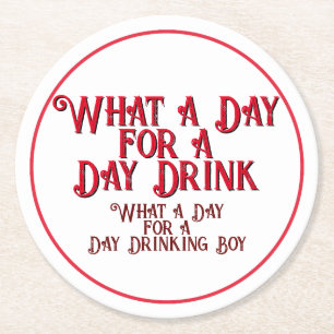 DAG DRINK - VOOR HEM! door Jeff Willis Art Ronde Kartonnen Onderzetter