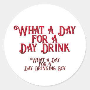 DAG DRINK - VOOR HEM! door Jeff Willis Art Ronde Sticker