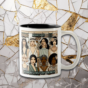 Dag en maand van de geschiedenis van de vrouw tweekleurige koffiemok