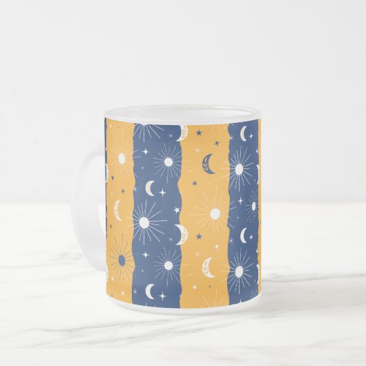 Dag en nacht 2 matglas koffiemok (Voorkant links)