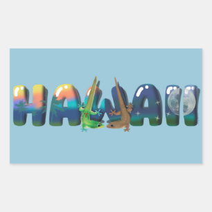 DAG EN NACHT HAWAII GECKOS RECHTHOEKIGE STICKER