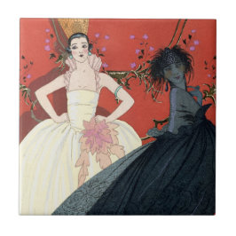 Dag en nacht in Parijs Art Deco Tegeltje