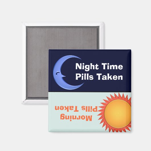 Dag en Nacht Medicatie Herinnering Magneet (Voorkant / Achterkant)