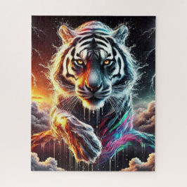 Dag en nacht Neon White Tiger Legpuzzel