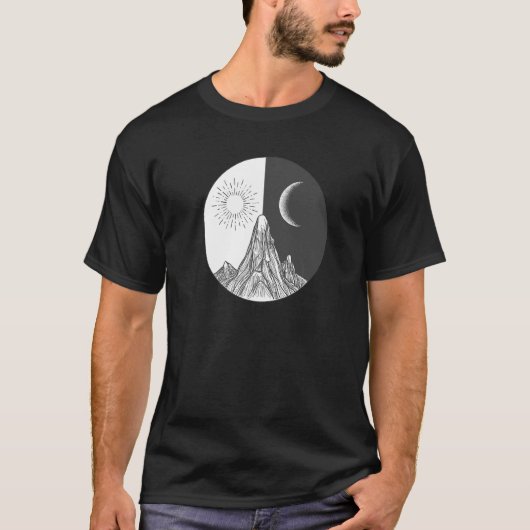 Dag en nacht Sun Moon World, kijk goed grafisch T-shirt (Voorkant)