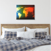 Dag en nacht wereldkaart canvas afdruk (Insitu (Slaapkamer))