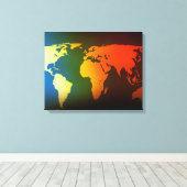 Dag en nacht wereldkaart canvas afdruk (Insitu (Houten vloer))