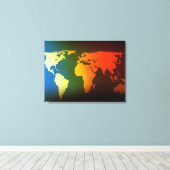 Dag en nacht wereldkaart canvas afdruk (Insitu (Houten vloer))