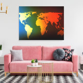 Dag en nacht wereldkaart canvas afdruk (Insitu (Woonkamer))