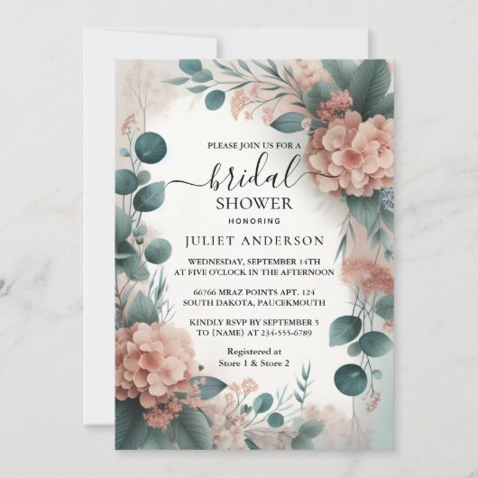 Dag Eucalyptus Kant Tulle Stoffig Blauw Vrijgezell Kaart (Voorkant)