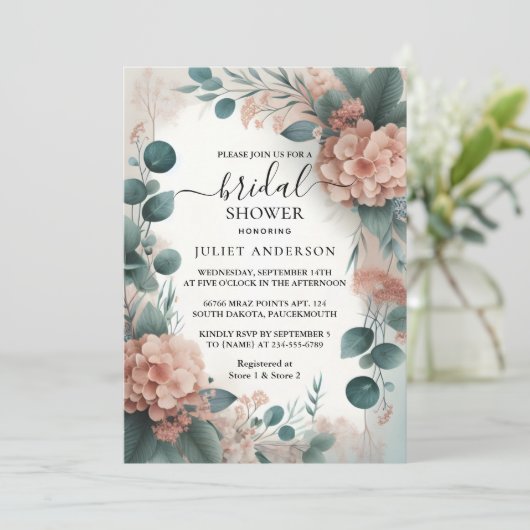 Dag Eucalyptus Kant Tulle Stoffig Blauw Vrijgezell Kaart (Staand voorkant)