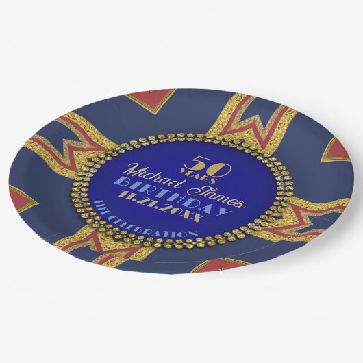 Dag feestdag Patriot Red Gold Blue Papieren Bordje (Gekanteld)