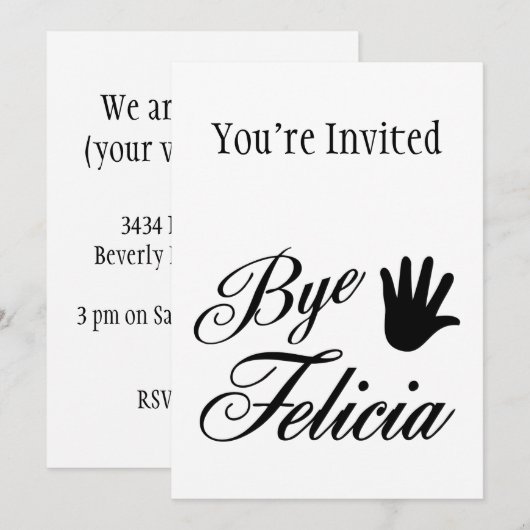 Dag Felicia Fancy Waving Hand Kaart (Voorkant / Achterkant)