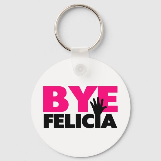 Dag Felicia Hand Wave Hot Pink Sleutelhanger (Voorkant)