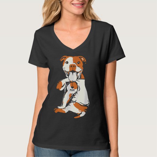 Dag Funny Dog Pitbull Ik hou van mama T-shirt (Voorkant)