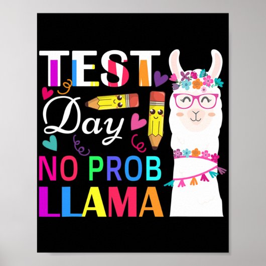 Dag Geen Prob Llama Grappige Leraar Testen 2 Poster (Voorkant)