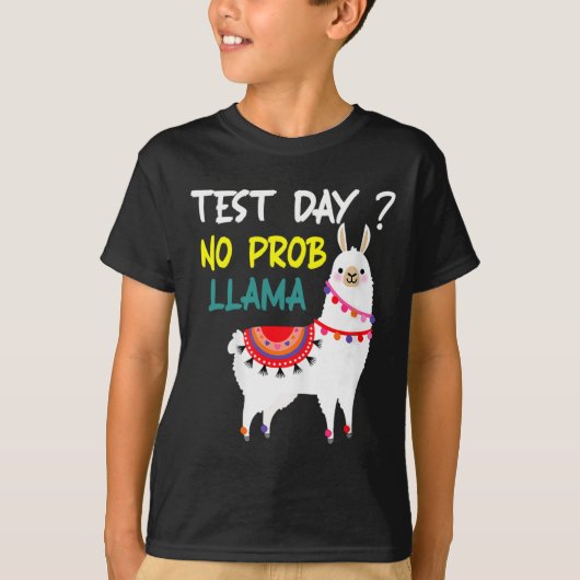 Dag Geen Prob-Llama Leraar Testdag voor Te T-shirt (Voorkant)