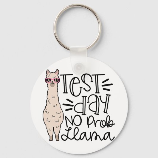 Dag Geen Prob Llama Teacher Testdag 1 Sleutelhanger (Voorkant)