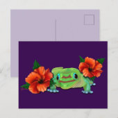 Dag gekko met hibiscus aankondigingskaart (Voorkant / Achterkant)