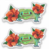 Dag gekko met hibiscus sticker (Voorkant)