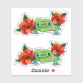 Dag gekko met hibiscus sticker (Vel)