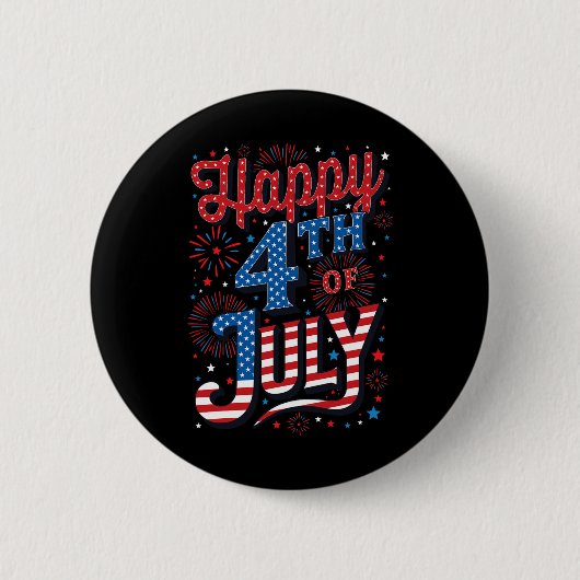 Dag Gelukkig 4 juli Ronde Button 5,7 Cm (Voorkant)