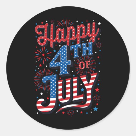 Dag Gelukkig 4 juli Ronde Sticker (Voorkant)