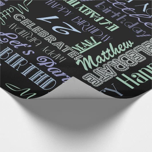 Dag gevierd! Cool Custom NAME and AGE Cadeaupapier (Hoek)