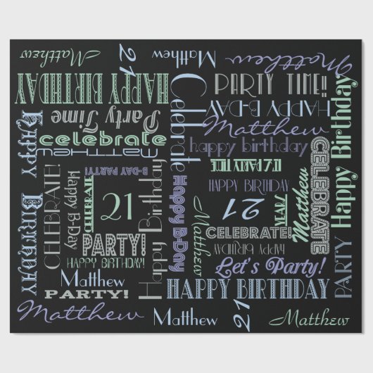 Dag gevierd! Cool Custom NAME and AGE Cadeaupapier (Vlak)