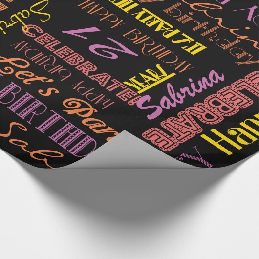 Dag gevierd! De NAAM en de LEEFTIJD van de Douane Cadeaupapier (Hoek)