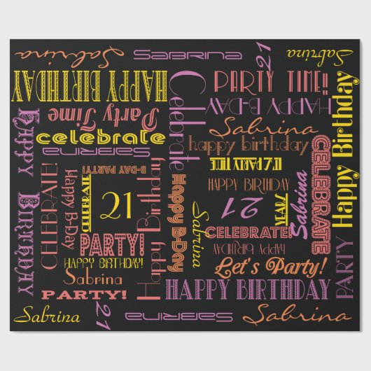 Dag gevierd! De NAAM en de LEEFTIJD van de Douane  Cadeaupapier (Vlak)