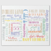 Dag gevierd! Lettertypenaam en -leeftijd Cadeaupapier (Vlak)