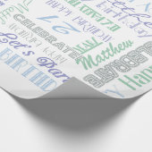 Dag gevierd! Naam en leeftijd van de koel-koepel Cadeaupapier (Hoek)