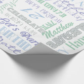 Dag gevierd! Naam en leeftijd van de koel-koepel Cadeaupapier (Hoek)