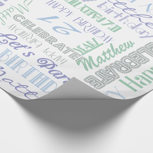 Dag gevierd! Naam en leeftijd van de koel-koepel Cadeaupapier (Hoek)