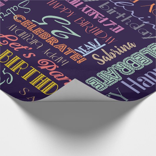 Dag gevierd! Typografie Aangepaste NAAM AGE Cadeaupapier (Hoek)