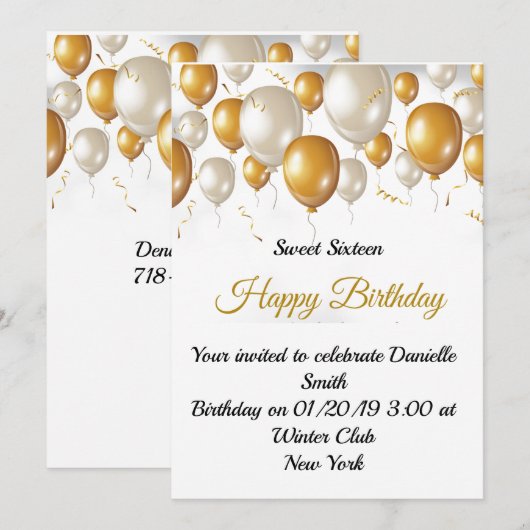 Dag gevierde ballonnen kaart (Voorkant / Achterkant)