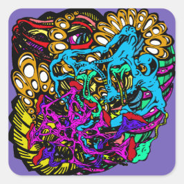 Dag-Glo Kleuren Wilde Hallucinatie Abstract Ontwer Vierkante Sticker