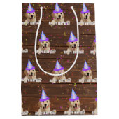 Dag Golden Retriever op hout met confetti Medium Cadeauzakje (Voorkant)