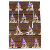 Dag Golden Retriever op hout met confetti Medium Cadeauzakje (Achterkant)