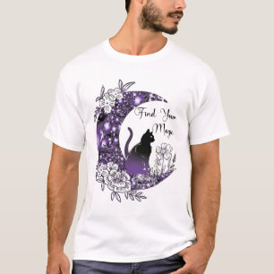 Dag Grafische Mystieke Hemelse Zwarte Kat Maan T-shirt