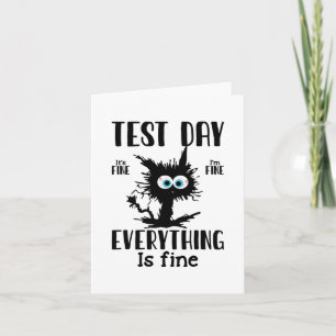 Dag Grappig Stressed Cat Zwart Leraar Student Test Kaart