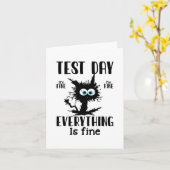 Dag Grappig Stressed Cat Zwart Leraar Student Test Kaart (Gele Bloem)